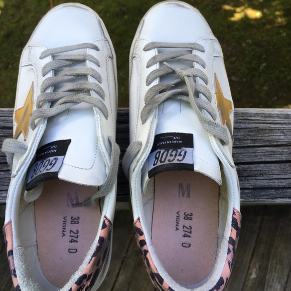 Golden Goose Superstar White/Gold/Leopard 38 NIB - Picture 6 of 10
